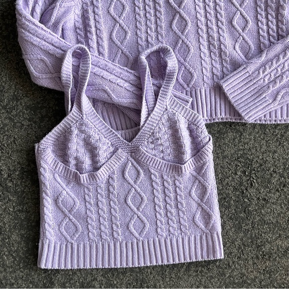 woven heart lavender y2k crop top + cardigan set nov sale - Picture 5 of 10